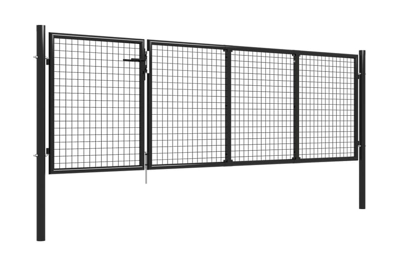 Hageport stål 350x75 cm antrasitt - Grå - Grind utendørs - Smijernsport & jernport