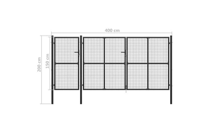 Hageport stål 400x150 cm antrasitt - Grå - Hus & oppussing - Innsynsbeskyttelse & innhegning - Port