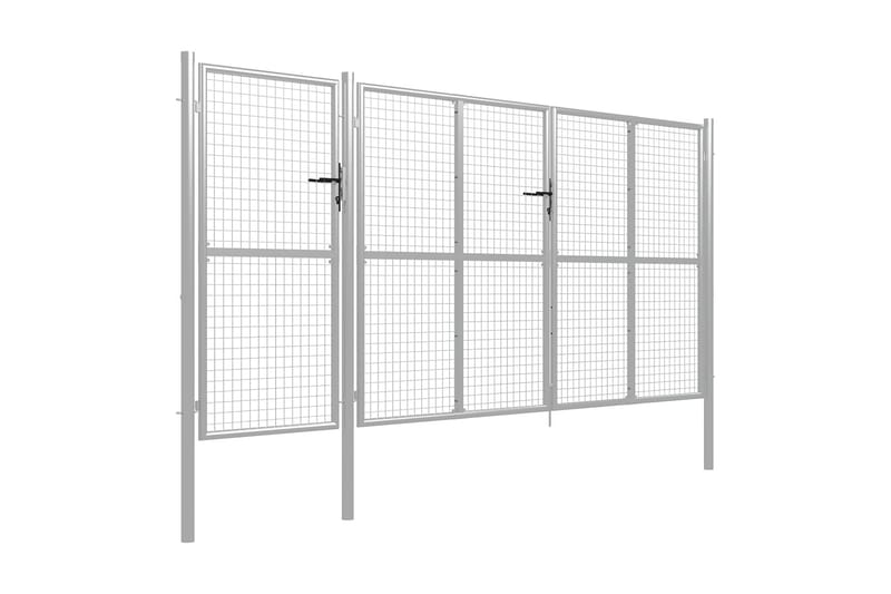 Hageport stål 400x150 cm sølv - Silver - Hus & oppussing - Innsynsbeskyttelse & innhegning - Port