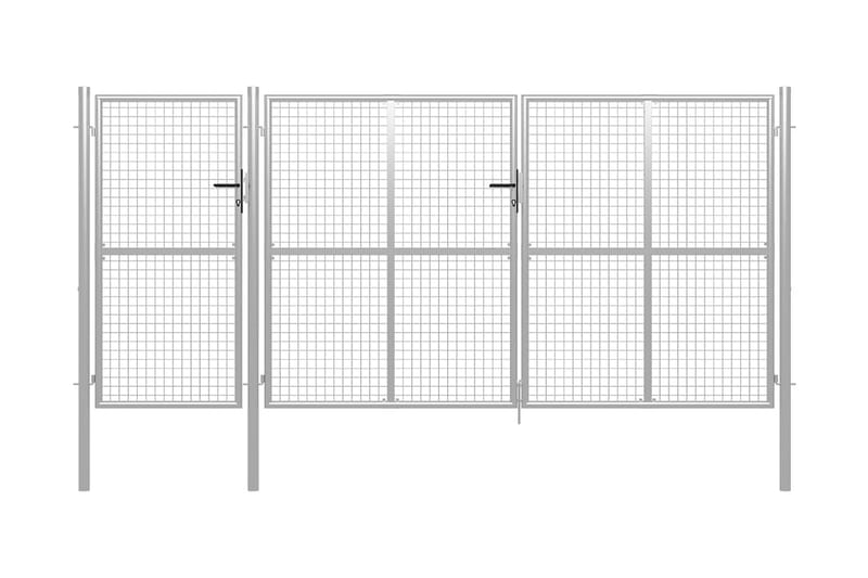 Hageport stål 400x150 cm sølv - Silver - Hus & oppussing - Innsynsbeskyttelse & innhegning - Port