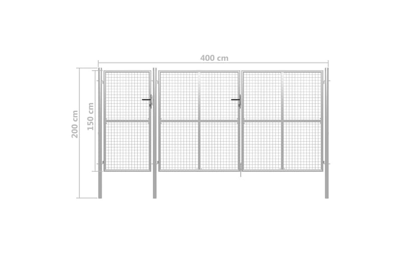 Hageport stål 400x150 cm sølv - Silver - Hus & oppussing - Innsynsbeskyttelse & innhegning - Port