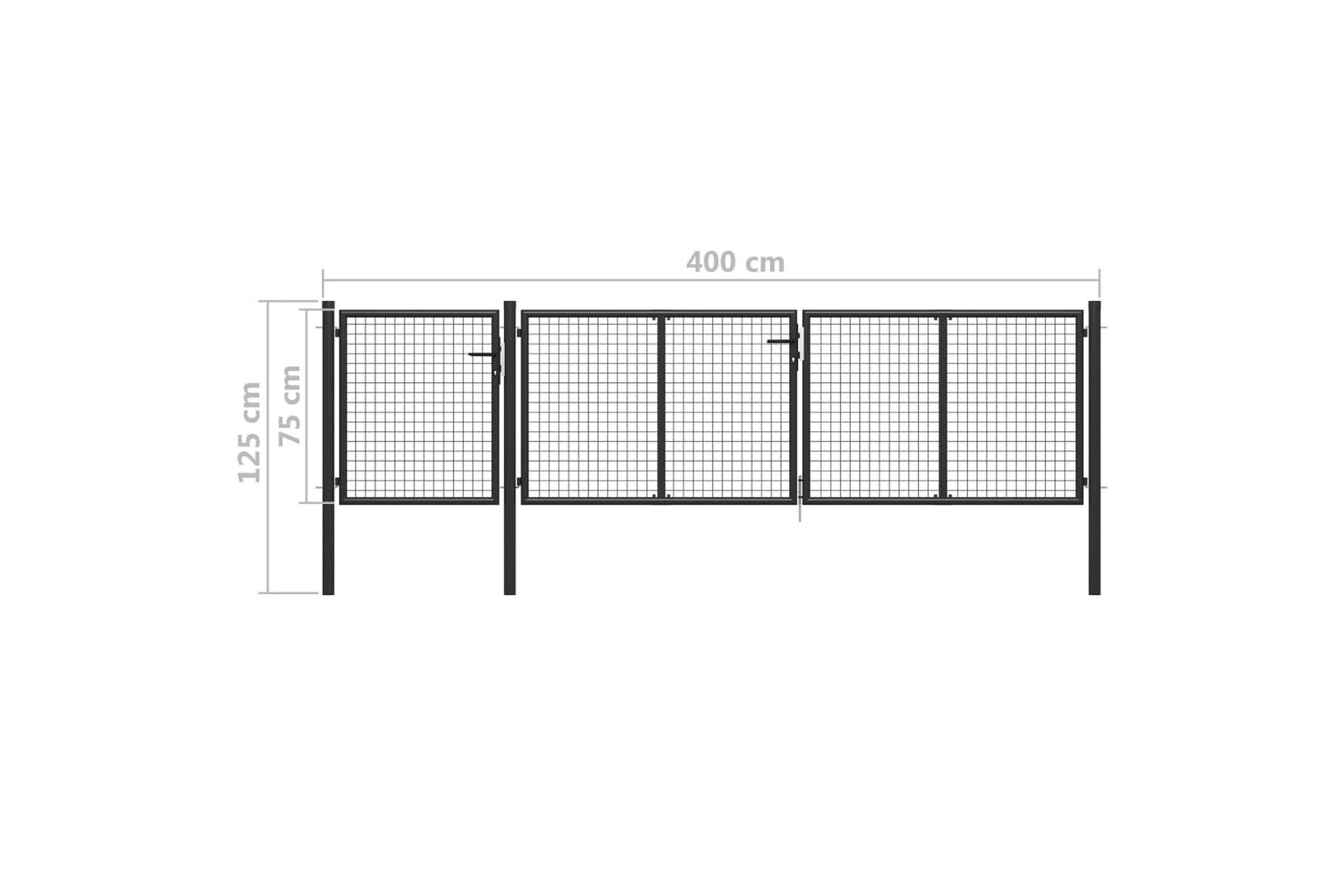 Hageport stål 400x75 cm antrasitt - Grå - Hus & oppussing - Innsynsbeskyttelse & innhegning - Port