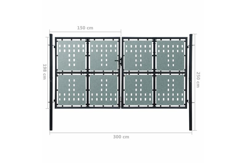 Sort Dobbel Dør Gateport 300 x 250 cm - Hus & oppussing - Innsynsbeskyttelse & innhegning - Port
