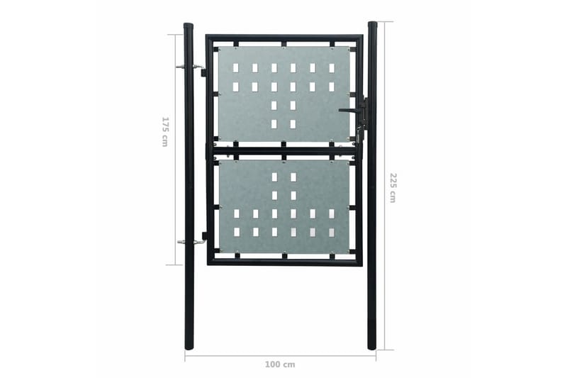 Sort Enkel Dør Gateport 100 x 225 cm - Smijernsport & jernport - Grind utendørs