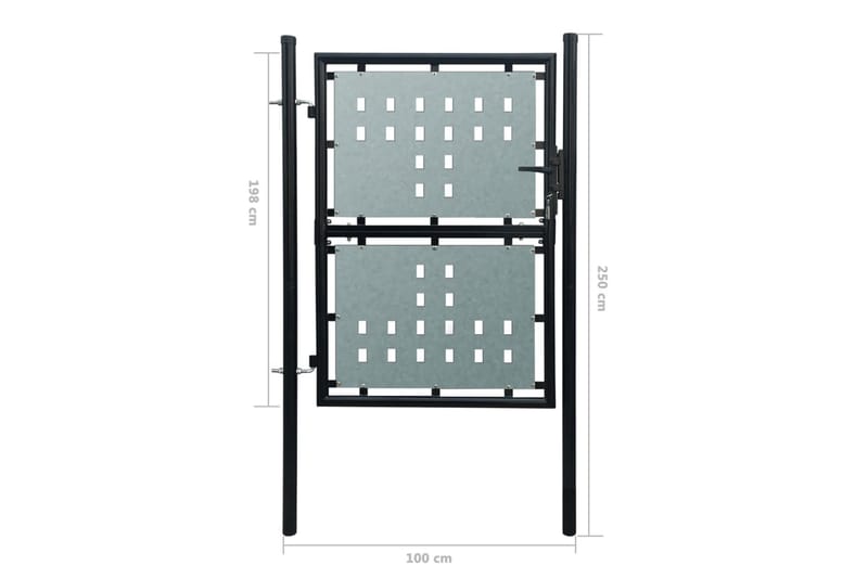Sort Enkel Dør Gateport 100 x 250 cm - Hus & oppussing - Innsynsbeskyttelse & innhegning - Port