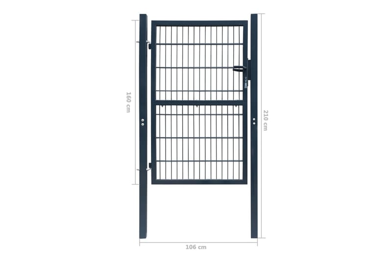 2D hageport (enkel) antrasitt grå 106 x 210 cm - Hus & oppussing - Innsynsbeskyttelse & innhegning - Port
