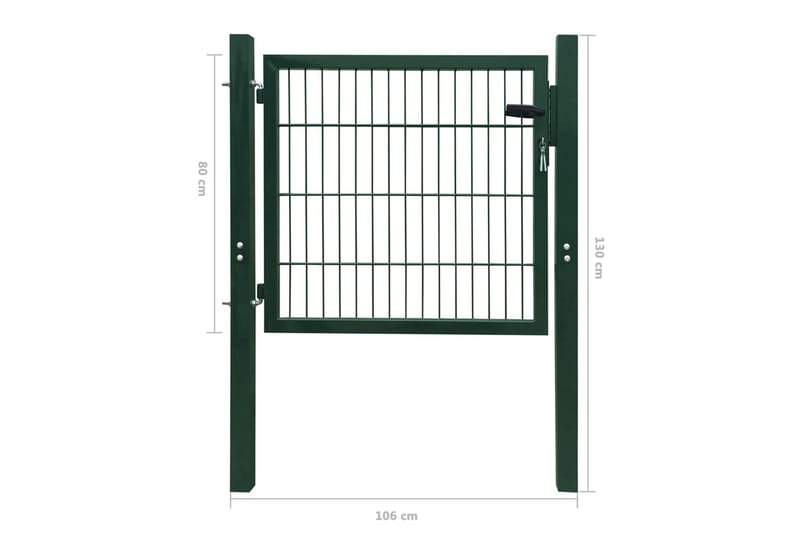 2D hageport (enkel) grønn 106 x 130cm - Tregrind - Grind utendørs