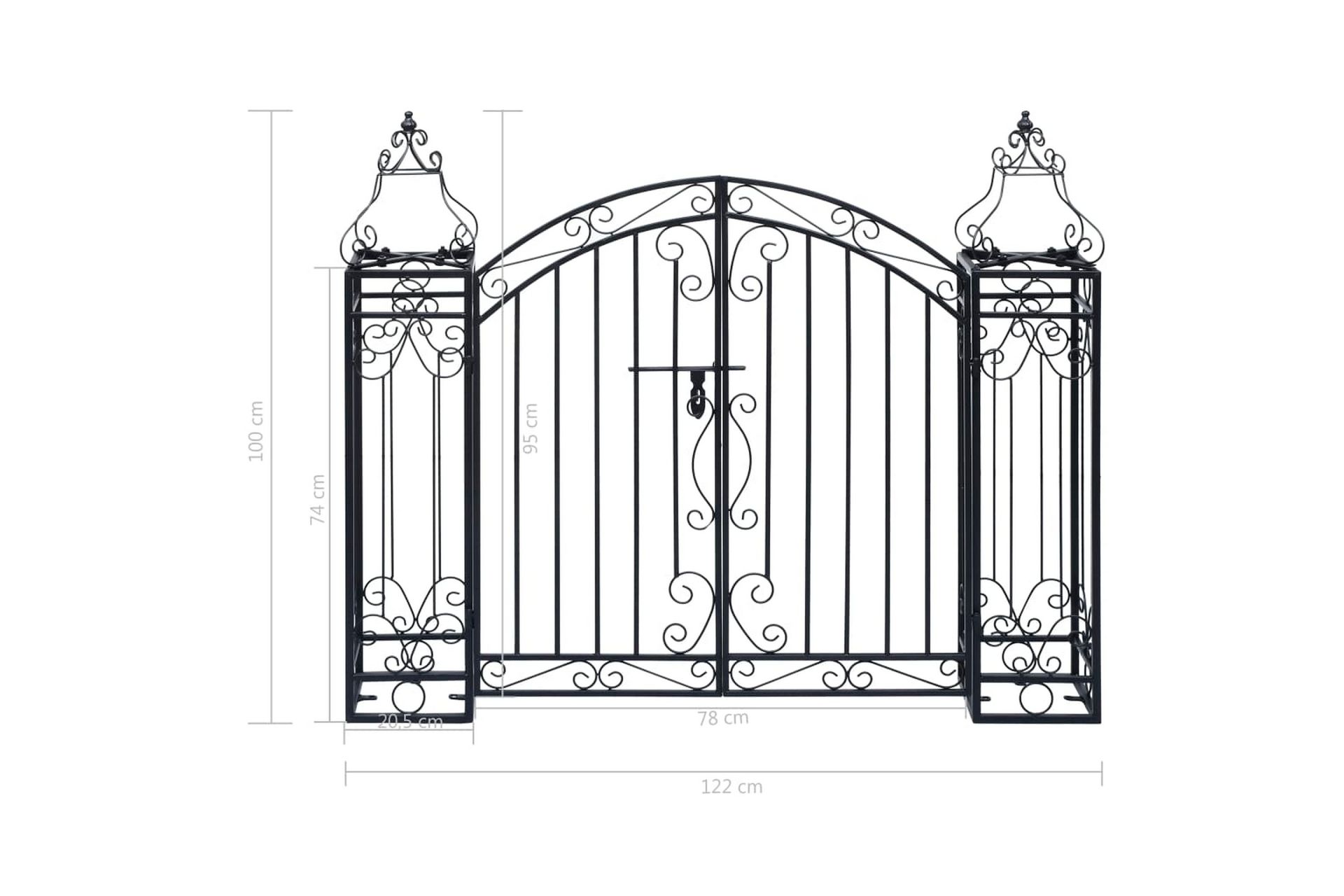 Dekorativ hageport smijern 122x20,5x100 cm - Svart - Hus & oppussing - Innsynsbeskyttelse & innhegning - Port