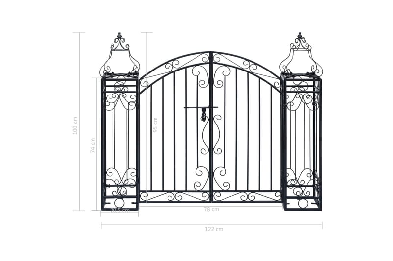 Dekorativ hageport smijern 122x20,5x100 cm - Svart - Hus & oppussing - Innsynsbeskyttelse & innhegning - Port