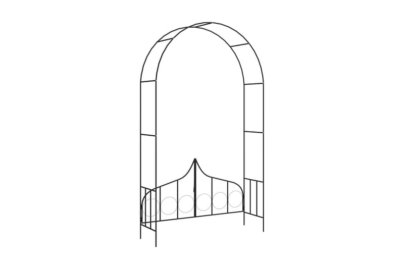 Hagebue med port svart 138x40x238 cm jern - Tregrind - Grind utendørs
