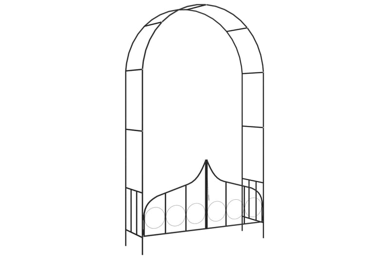 Hagebue med port svart 138x40x238 cm jern - Hus & oppussing - Innsynsbeskyttelse & innhegning - Port