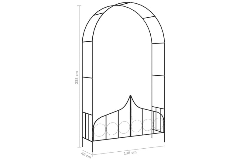 Hagebue med port svart 138x40x238 cm jern - Hus & oppussing - Innsynsbeskyttelse & innhegning - Port