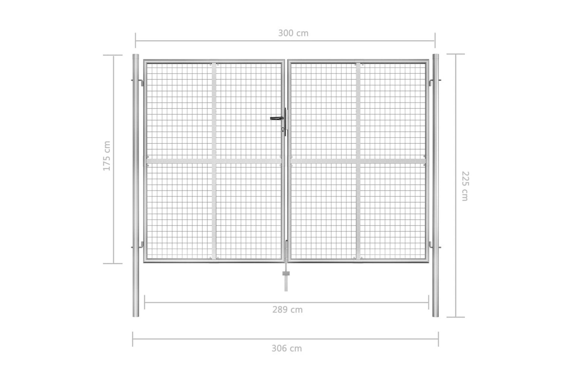 Hageport galvanisert stål 306x225 cm sølv - Hus & oppussing - Innsynsbeskyttelse & innhegning - Port
