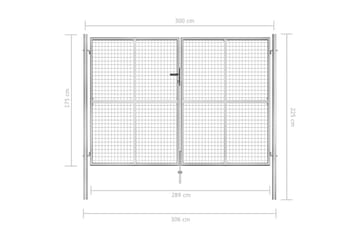 Hageport galvanisert stål 306x225 cm sølv - Hus & oppussing - Innsynsbeskyttelse & innhegning - Port
