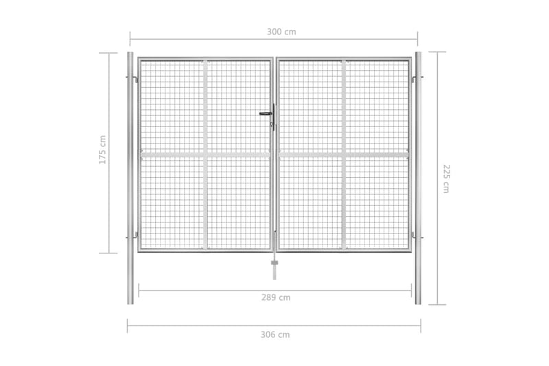 Hageport galvanisert stål 306x225 cm sølv - Hus & oppussing - Innsynsbeskyttelse & innhegning - Port