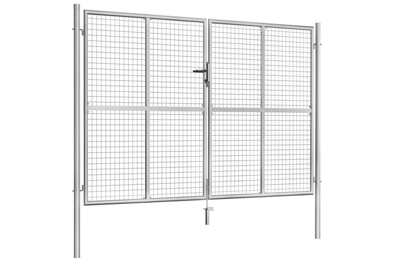 Hageport galvanisert stål 306x225 cm sølv - Hus & oppussing - Innsynsbeskyttelse & innhegning - Port