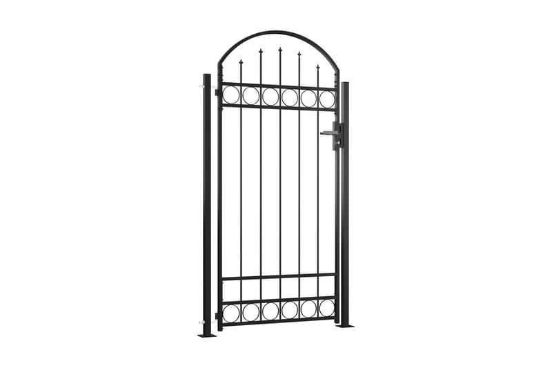 Inngangsport med buet topp og 2 stolper 100x200 cm svart - Hus & oppussing - Innsynsbeskyttelse & innhegning - Port