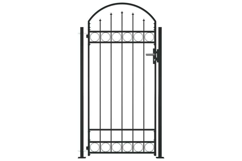 Inngangsport med buet topp og 2 stolper 100x200 cm svart - Hus & oppussing - Innsynsbeskyttelse & innhegning - Port