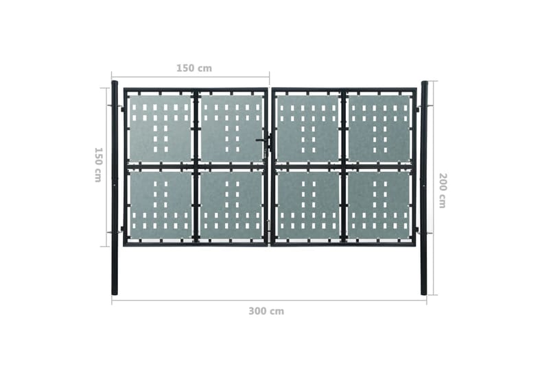 Port dobbel svart 300 x 200 cm - Hus & oppussing - Innsynsbeskyttelse & innhegning - Port