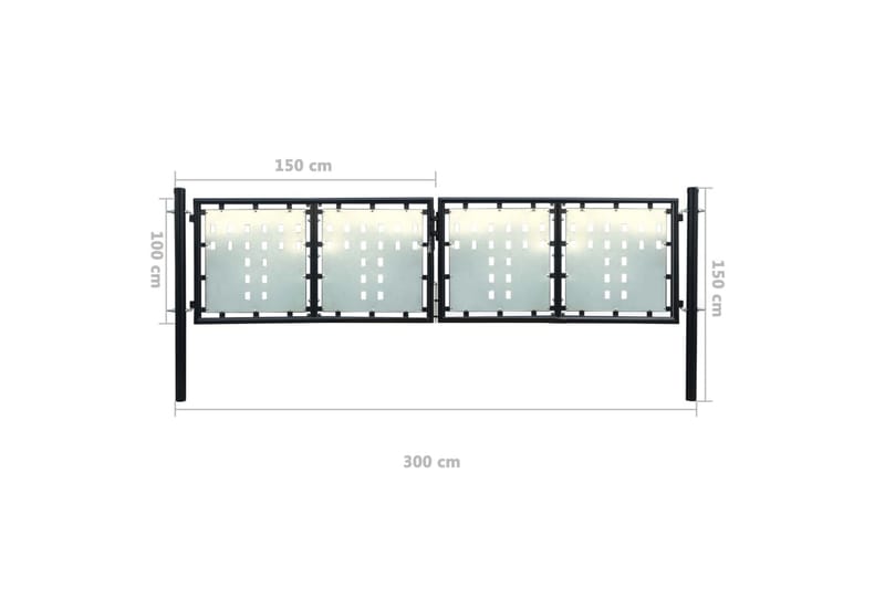 Sort Dobbel Dør Gateport 300 x 150 cm - Hus & oppussing - Innsynsbeskyttelse & innhegning - Port