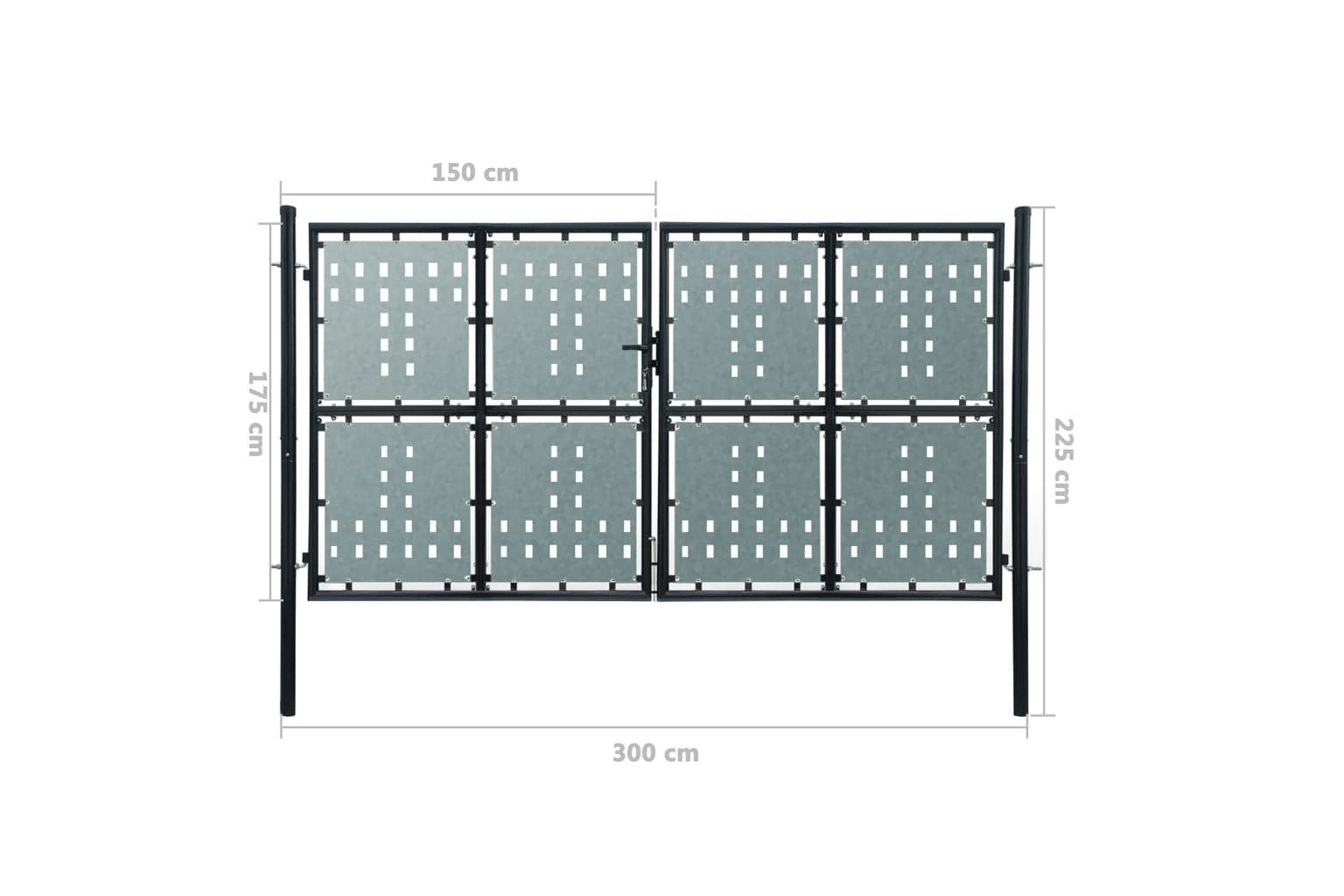 Sort Dobbel Dør Gateport 300 x 225 cm - Hus & oppussing - Innsynsbeskyttelse & innhegning - Port