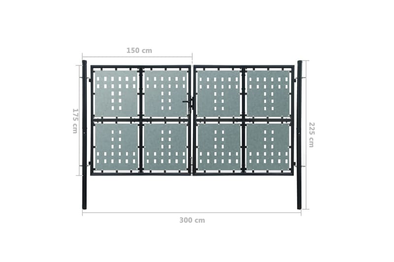 Sort Dobbel Dør Gateport 300 x 225 cm - Hus & oppussing - Innsynsbeskyttelse & innhegning - Port