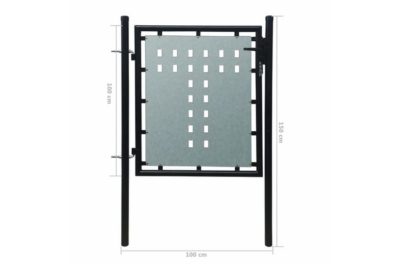 Sort Enkel Dør Gateport 100 x 150 cm - Tregrind - Grind utendørs