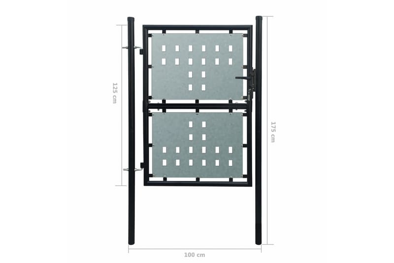 Sort Enkel Dør Gateport 100 x 175 cm - Tregrind - Grind utendørs