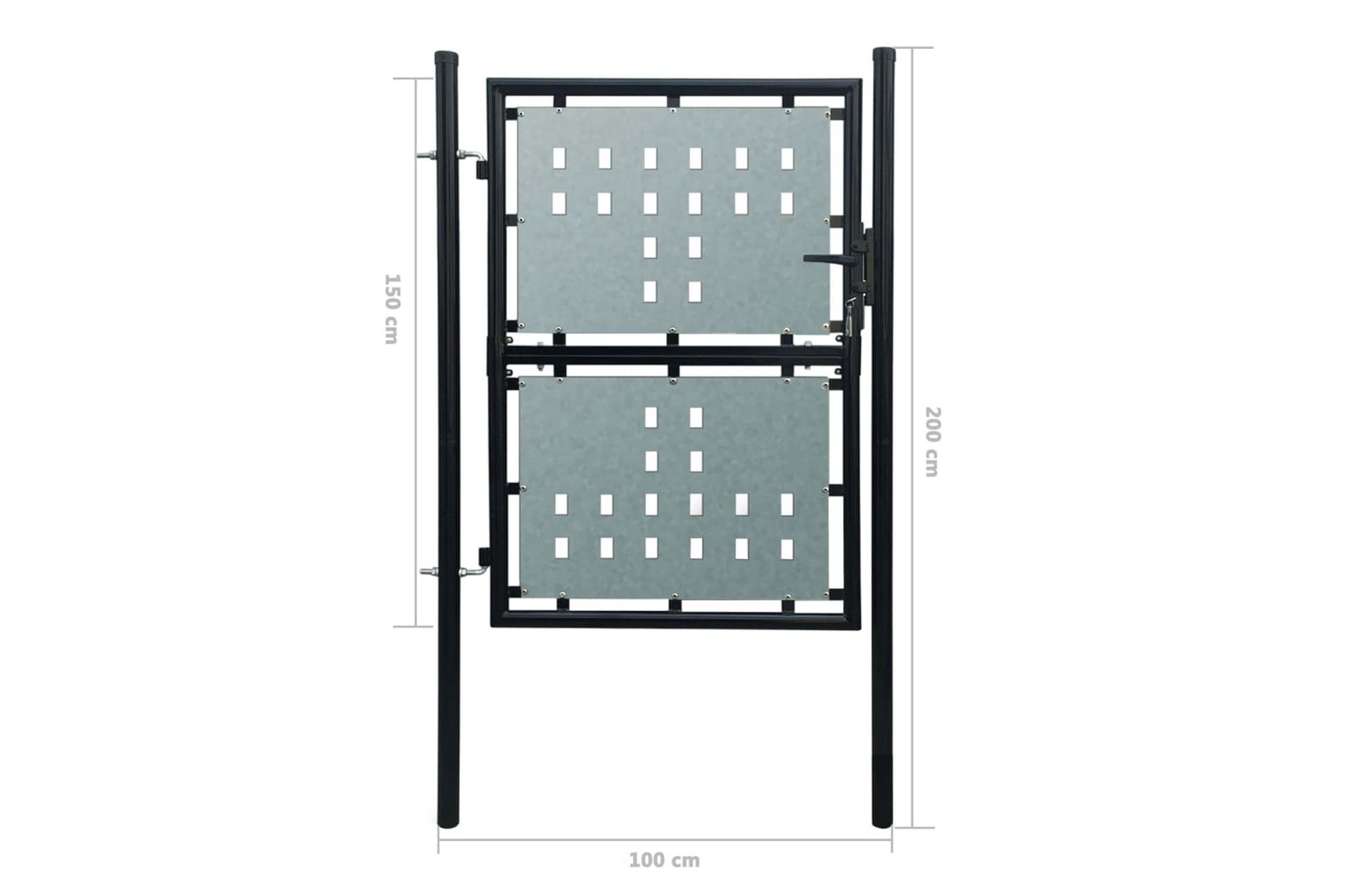 Sort Enkel Dør Gateport 100 x 200 cm - Hus & oppussing - Innsynsbeskyttelse & innhegning - Port