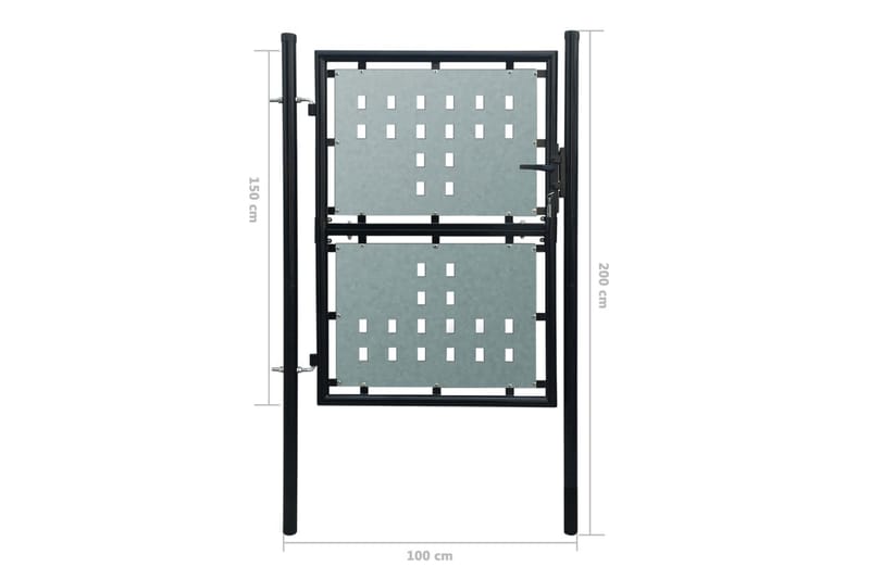 Sort Enkel Dør Gateport 100 x 200 cm - Hus & oppussing - Innsynsbeskyttelse & innhegning - Port