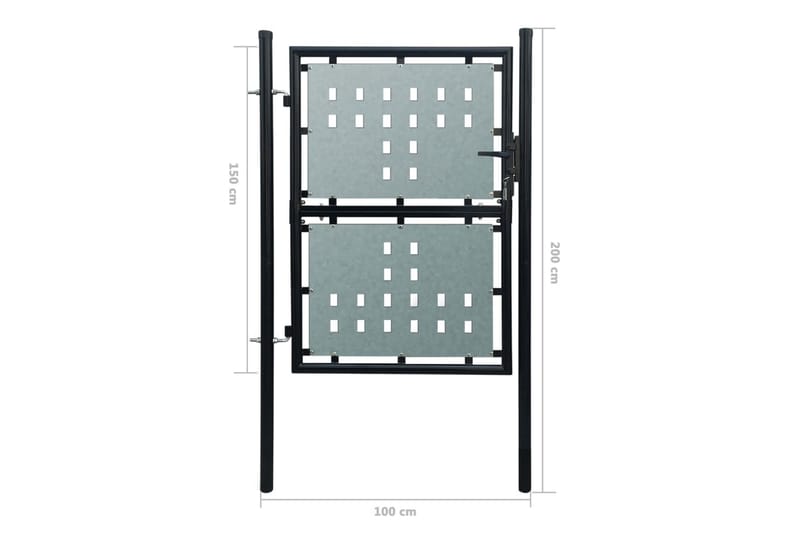 Sort Enkel Dør Gateport 100 x 200 cm - Tregrind - Grind utendørs