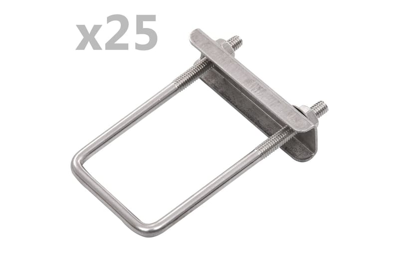 U-feste til gjerdestolpe 60x40 mm 25 sett - Silver - Hus & oppussing - Innsynsbeskyttelse & innhegning - Gjerde
