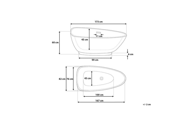 Frittstående badekar 170 x 80 cm matt svart GUIANA - Svart - Hus & oppussing - Kjøkken & bad - Baderom - Badekar - Frittstående badekar