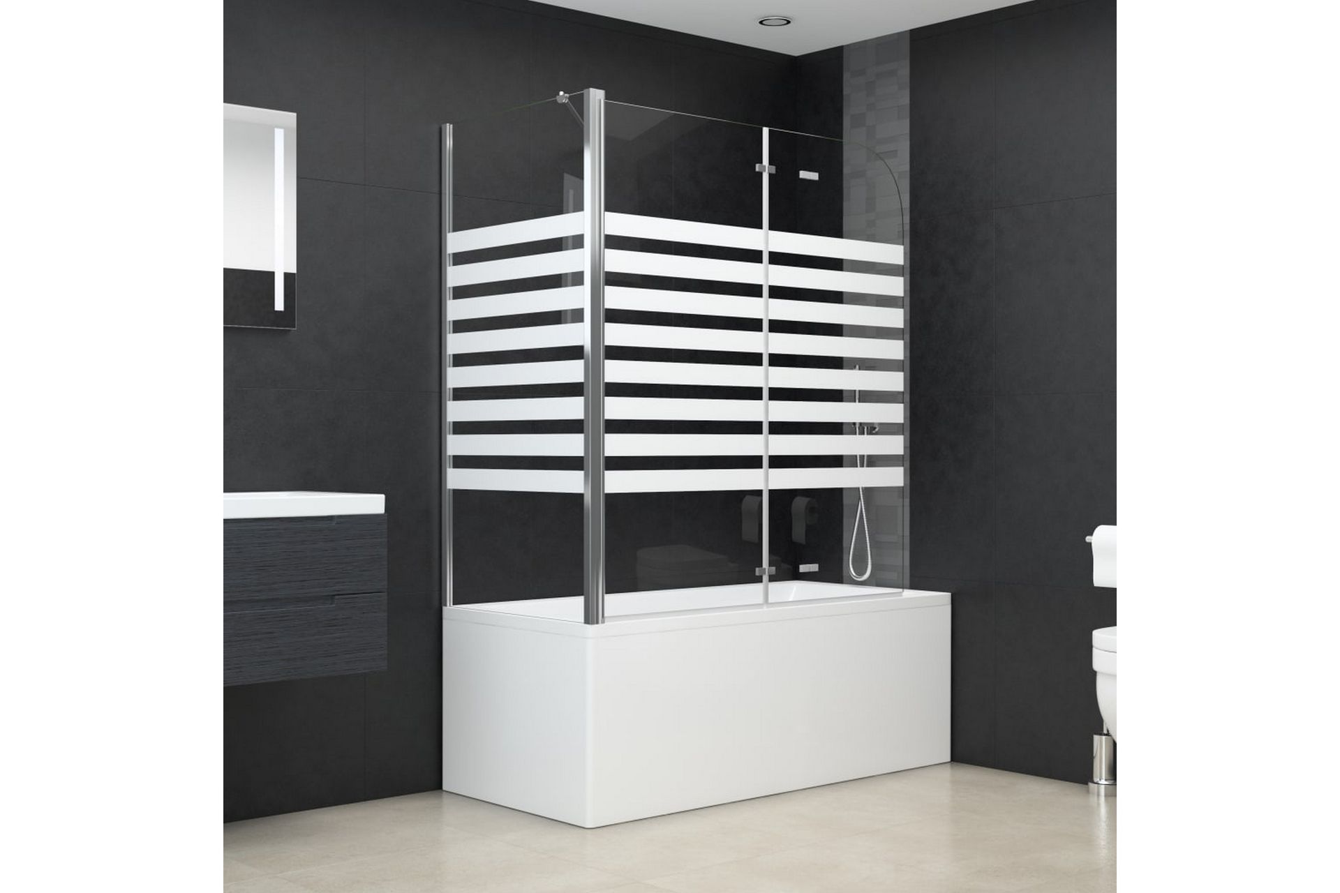 Badekarvegg 120x68x130 cm herdet glass stripet - Hus & oppussing - Kjøkken & bad - Baderom - Dusjer
