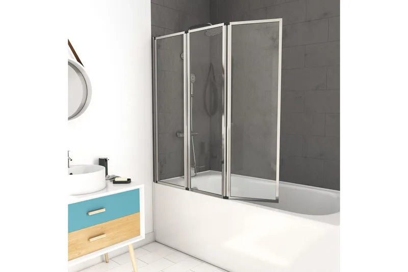 Knutby Badekarvegg 125x143 cm, Sølv