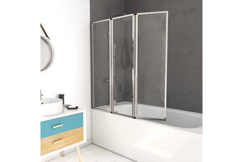 Knutby Badekarvegg 125x143 cm, Sølv