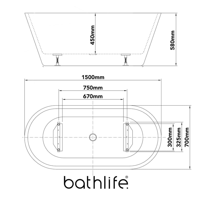 Badkar Bathlife Vit 70x58 cm - Hus & oppussing - Kjøkken & bad - Baderom - Badekar - Frittstående badekar