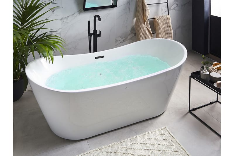 Boblebadekar frittstående hvit ANTIGUA - Hvit - Hus & oppussing - Kjøkken & bad - Baderom - Badekar - Boblebad og massasjebadekar