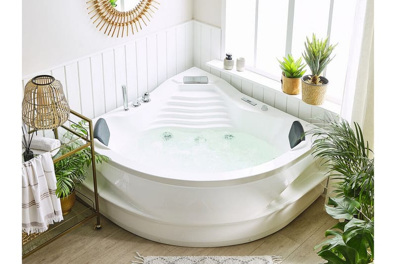 Fuenfria Bobbelbadekar Hjørne 145 cm med LED-belysning - Hvit - Hus & oppussing - Kjøkken & bad - Baderom - Badekar