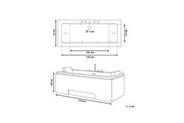 Galley Boblebadekar 170 cm - Hvit - Hus & oppussing - Kjøkken & bad - Baderom - Badekar
