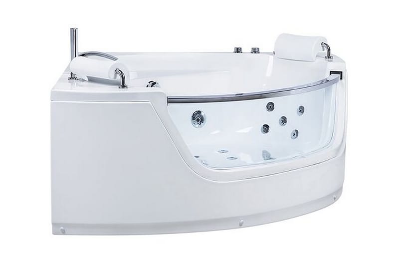 Mangle Hjørneboblebadekar 150 cm med LED-belysning - Hvit - Hus & oppussing - Kjøkken & bad - Baderom - Badekar