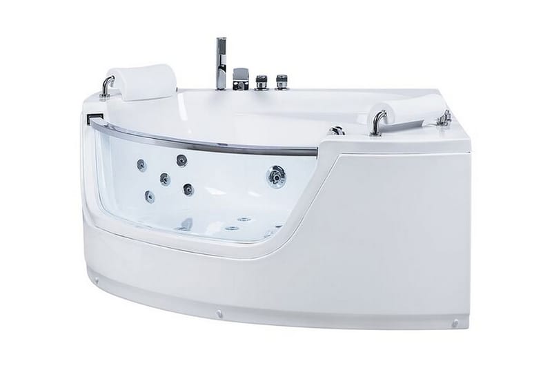 Mangle Hjørneboblebadekar 150 cm med LED-belysning - Hvit - Hus & oppussing - Kjøkken & bad - Baderom - Badekar