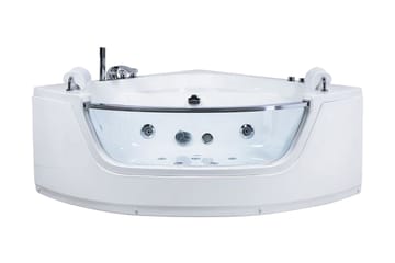 Mangle Hjørneboblebadekar 150 cm med LED-belysning - Hvit - Hus & oppussing - Kjøkken & bad - Baderom - Badekar