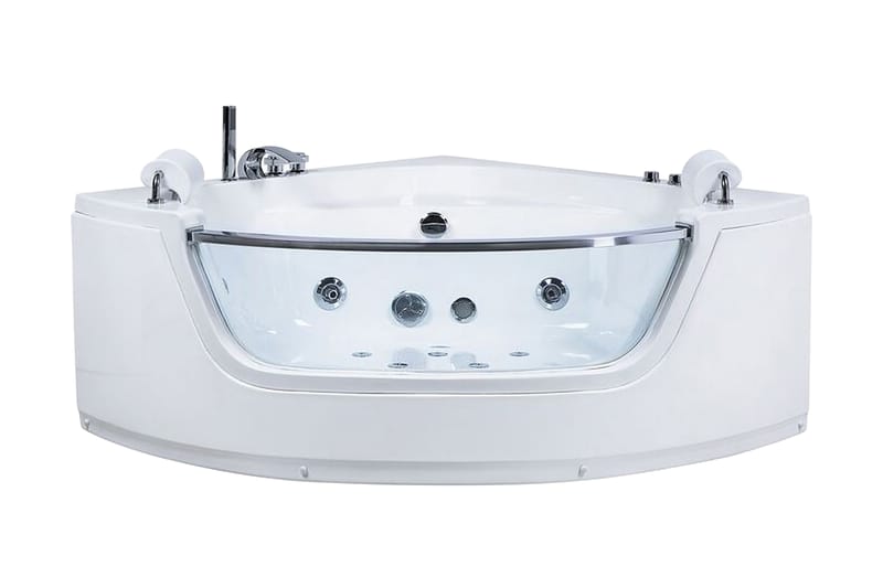 Mangle Hjørneboblebadekar 150 cm med LED-belysning - Hvit - Hus & oppussing - Kjøkken & bad - Baderom - Badekar
