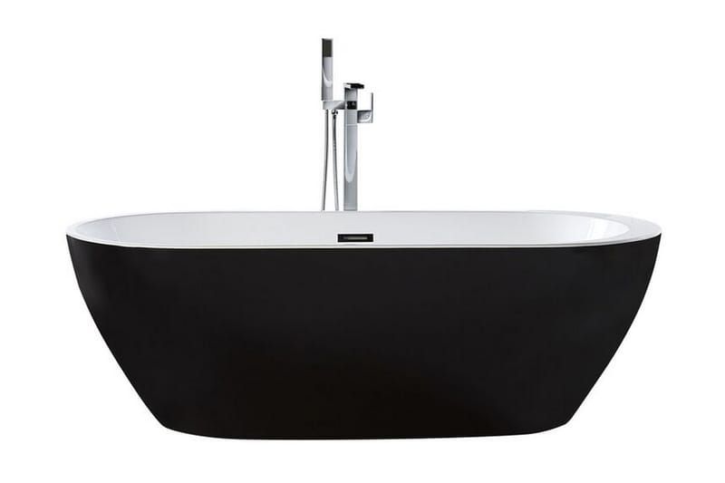 Frittstående badekar 170 x 80 cm oval svart NEVIS - Svart - Frittstående badekar