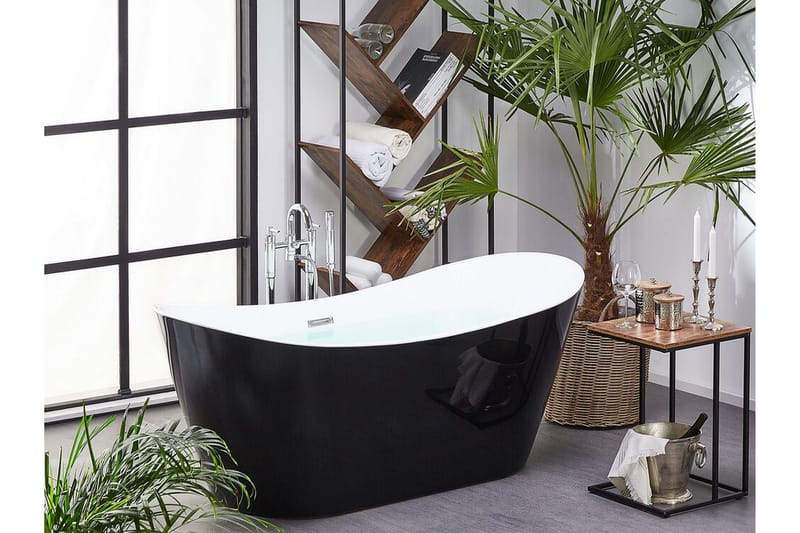 Badekar frittstående 180 cm svart ANTIGUA - Svart - Hus & oppussing - Kjøkken & bad - Baderom - Badekar