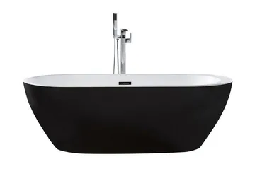 Frittstående badekar 170 x 80 cm oval svart NEVIS - Svart - Hus & oppussing - Kjøkken & bad - Baderom - Badekar - Frittstående badekar