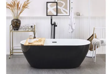 Frittstående badekar 170 x 80 cm oval svart NEVIS - Svart - Hus & oppussing - Kjøkken & bad - Baderom - Badekar - Frittstående badekar