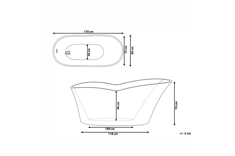 Hiddenlak Badekar Frittstående - Hvit - Hus & oppussing - Kjøkken & bad - Baderom - Badekar - Frittstående badekar