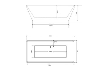 Ideal Frittstående Badekar 160 cm - Hvit - Hus & oppussing - Kjøkken & bad - Baderom - Badekar